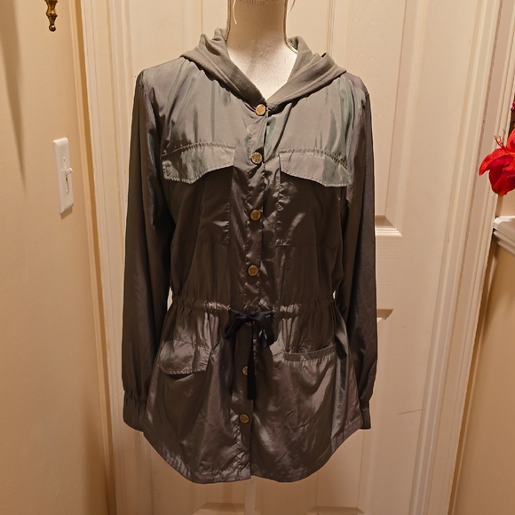 Women's Gray Hooded Jacket - Picture 1 of 8